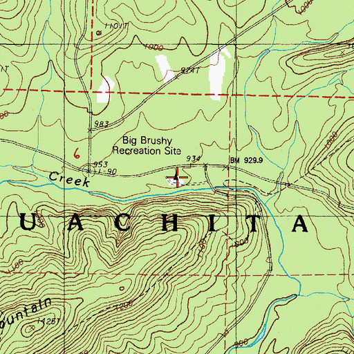 Topographic Map of Big Brushy Recreation Site, AR
