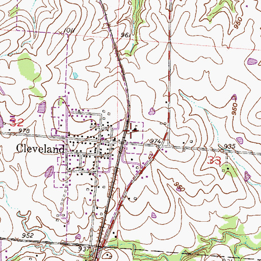 Topographic Map of Cleveland School (historical), MO
