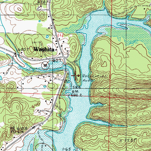 Topographic Map of Washita Recreation Site, AR