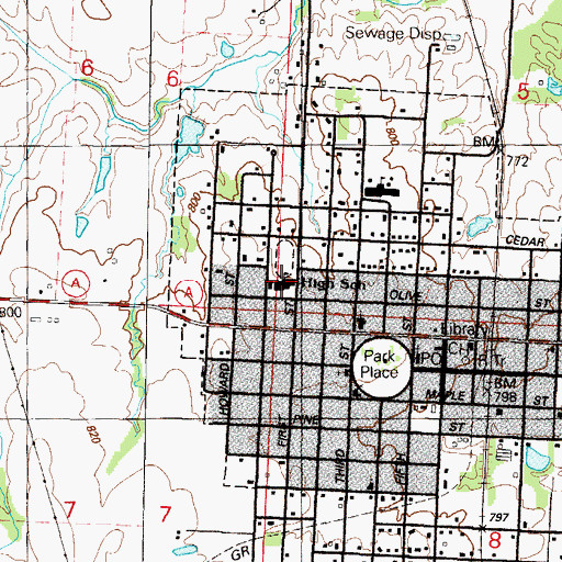 Topographic Map of Rich Hill School (historical), MO