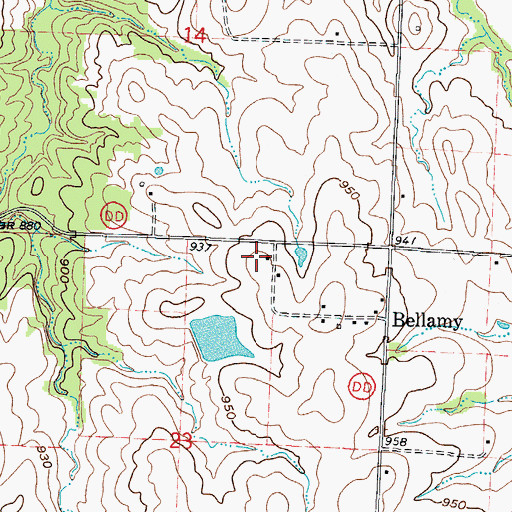 Topographic Map of Bellamy School (historical), MO