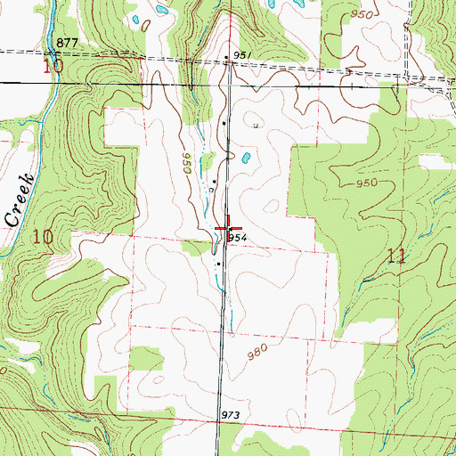 Topographic Map of Greer School (historical), MO