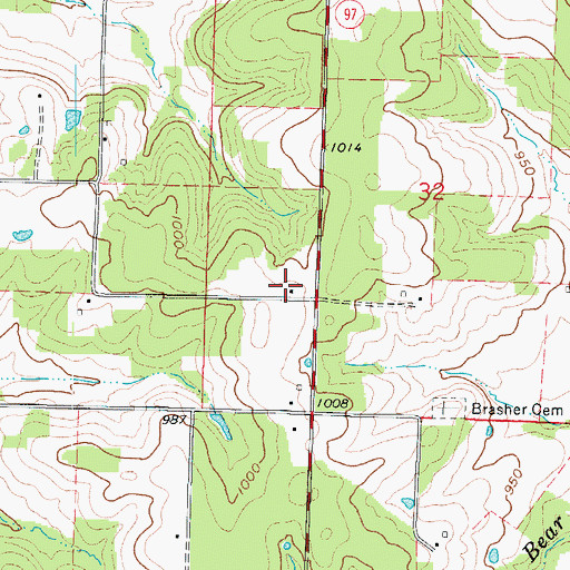 Topographic Map of Boggy Springs School (historical), MO