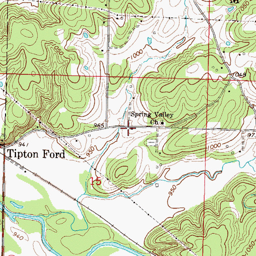 Topographic Map of Spring Valley School (historical), MO