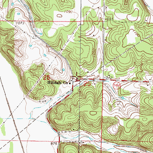 Topographic Map of Hill Dale School (historical), MO