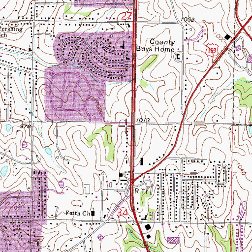 Topographic Map of Oak Grove School (historical), MO