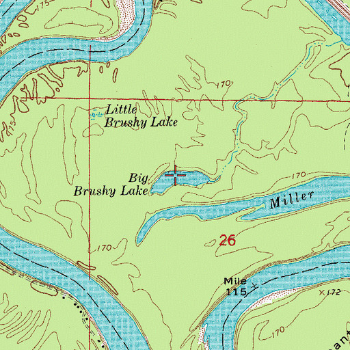 Topographic Map of Big Brushy Lake, AR