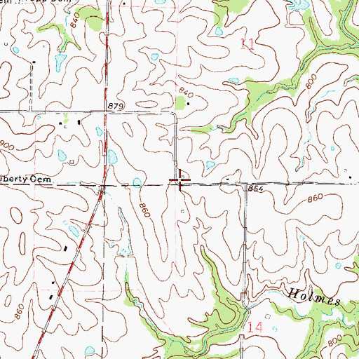 Topographic Map of Estes School, MO
