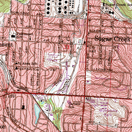 Topographic Map of Fairmount Park, MO