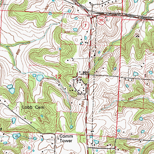 Topographic Map of Sunny Vale School, MO
