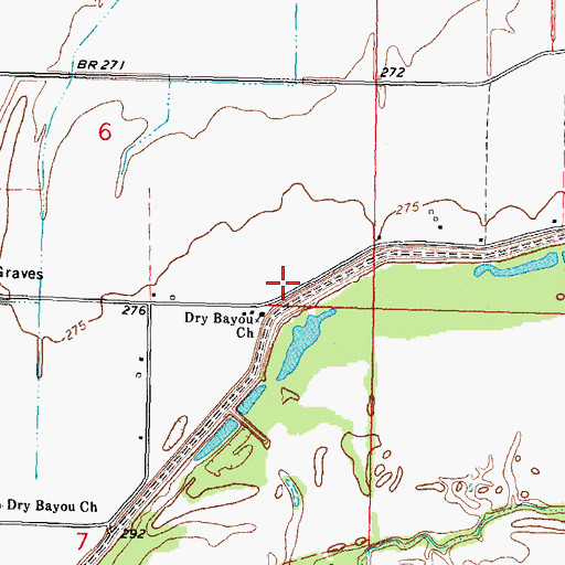 Topographic Map of Dry Bayou School (historical), MO
