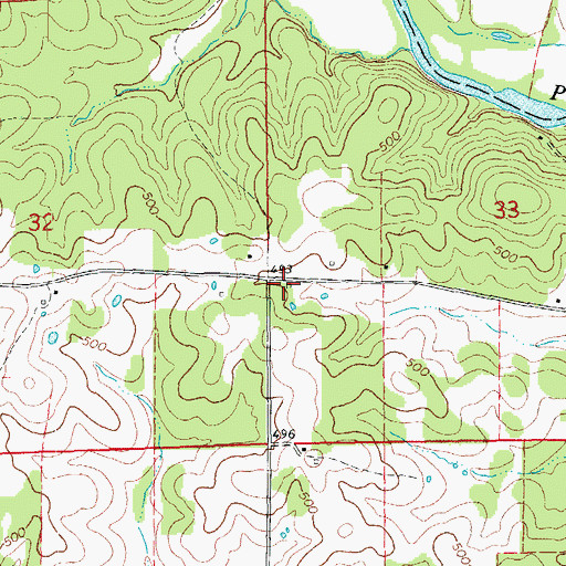 Topographic Map of Peace Valley School, MO