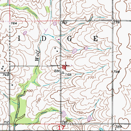 Topographic Map of Linden School (historical), MO