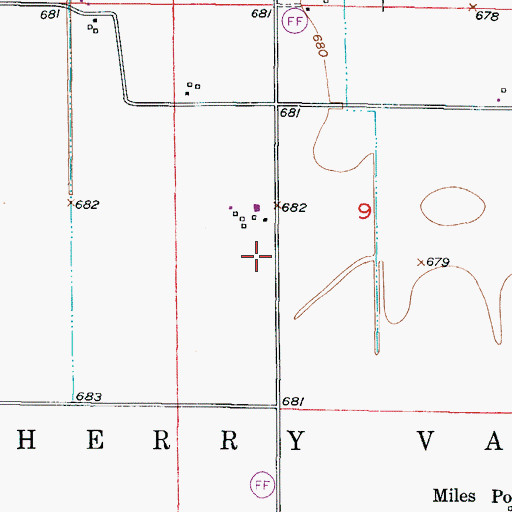 Topographic Map of Cherry Valley School (historical), MO