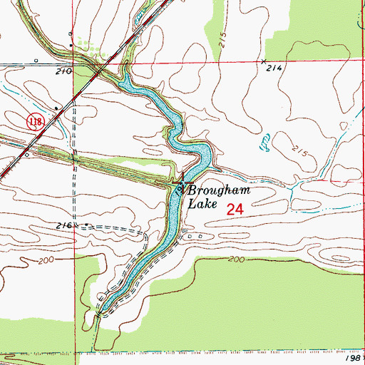 Topographic Map of Brougham Lake, AR