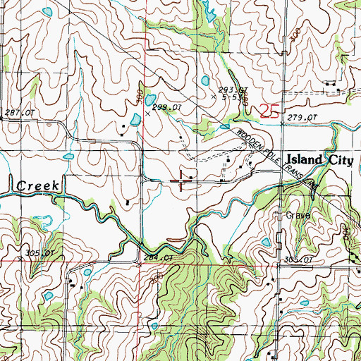 Topographic Map of Island City School (historical), MO