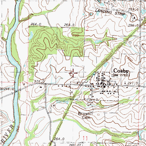 Topographic Map of Cosby School (historical), MO