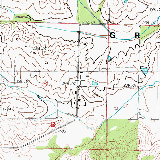 Topographic Map of Rose Valley School (historical), MO