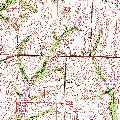 Topographic Map of Cox School (historical), MO