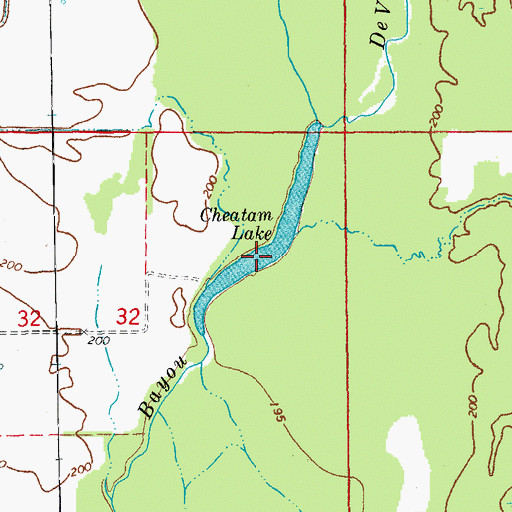 Topographic Map of Cheatam Lake, AR