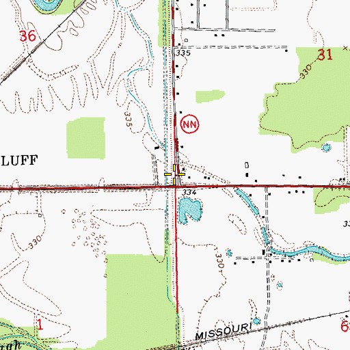 Topographic Map of Baskey School, MO