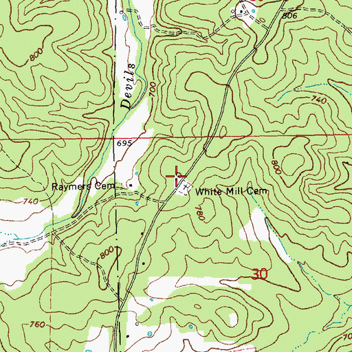 Topographic Map of White Mill School, MO