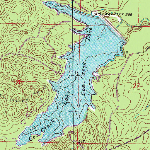 Topographic Map of Cox Creek Lake, AR
