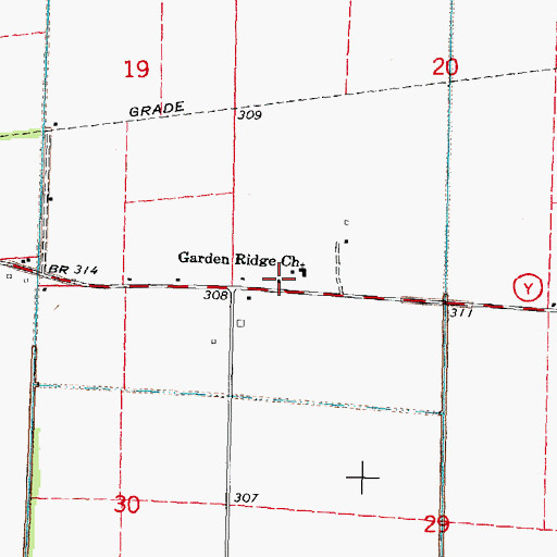 Topographic Map of Garden Ridge School, MO