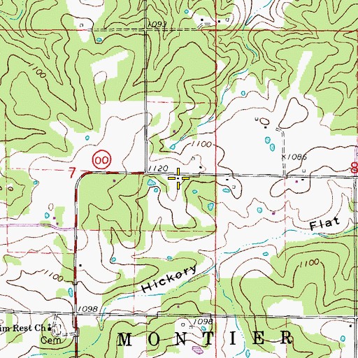 Topographic Map of Heelstring School, MO