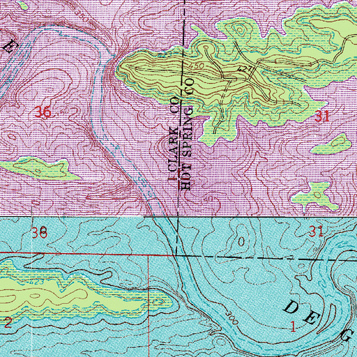 Topographic Map of De Gray Lake, AR