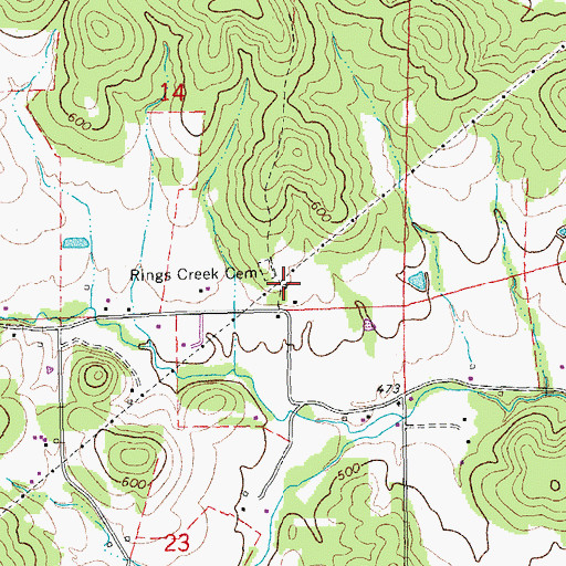 Topographic Map of Ring Creek School, MO