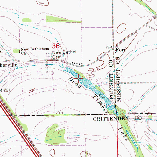Topographic Map of Dead Timber Lake, AR