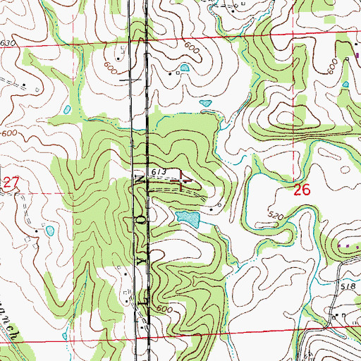 Topographic Map of Rock Hill School, MO