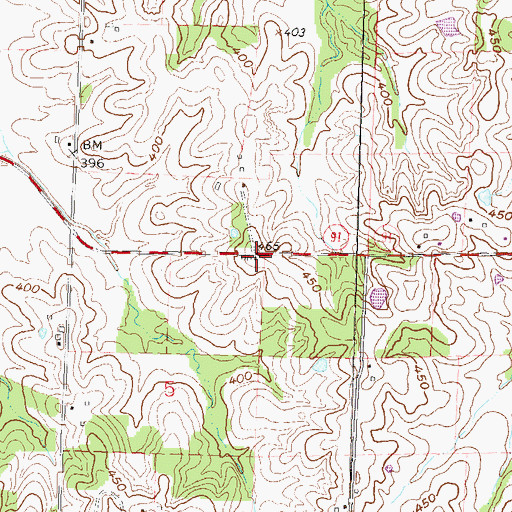 Topographic Map of Little Rock School, MO