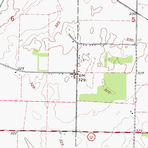 Topographic Map of Ward School, MO