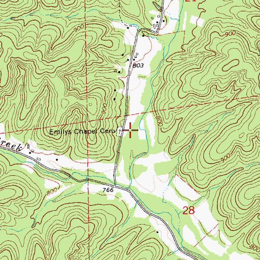 Topographic Map of Emilys Chapel (historical), MO
