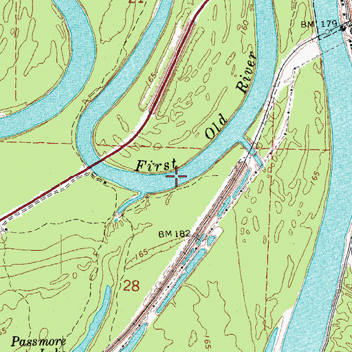 Topographic Map of First Old River, AR