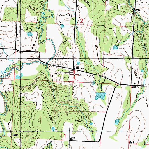 Topographic Map of Badger School (historical), MO