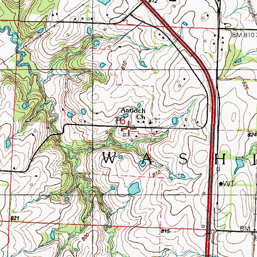 Topographic Map of East Washington School (historical), MO