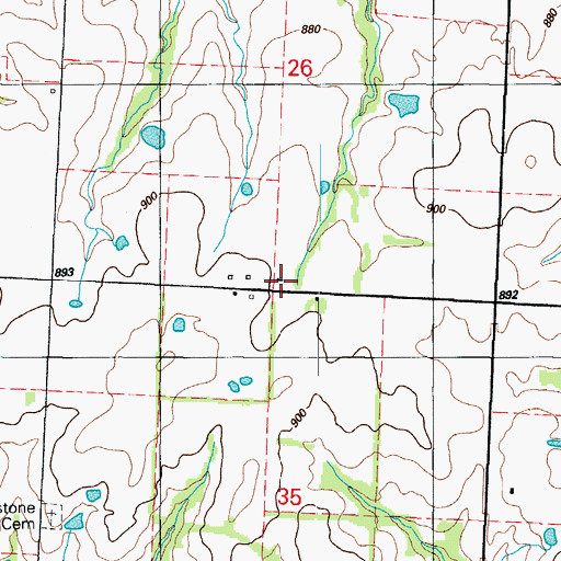 Topographic Map of Sandstone School (historical), MO