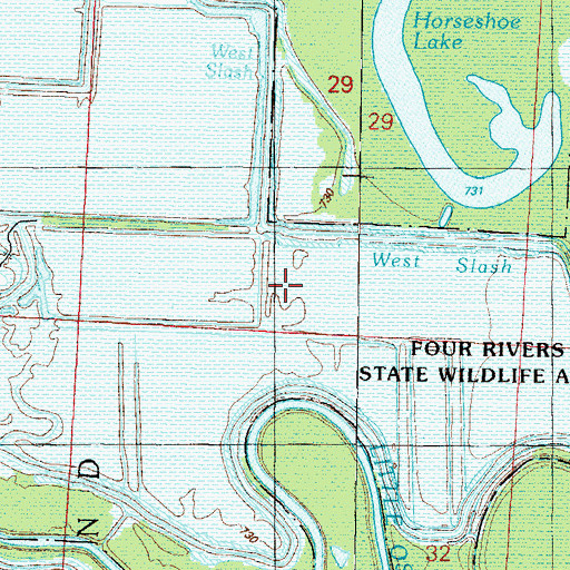 Topographic Map of South Slash (historical), MO
