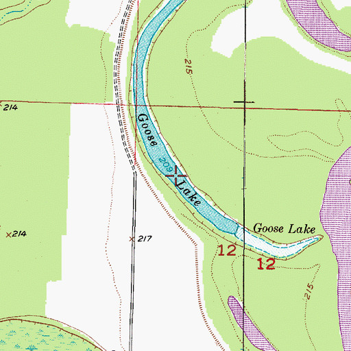Topographic Map of Goose Lake, AR