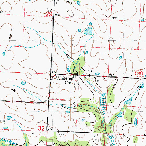 Topographic Map of White Hall School (historical), MO