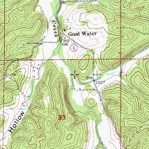 Topographic Map of Abbott Branch, MO