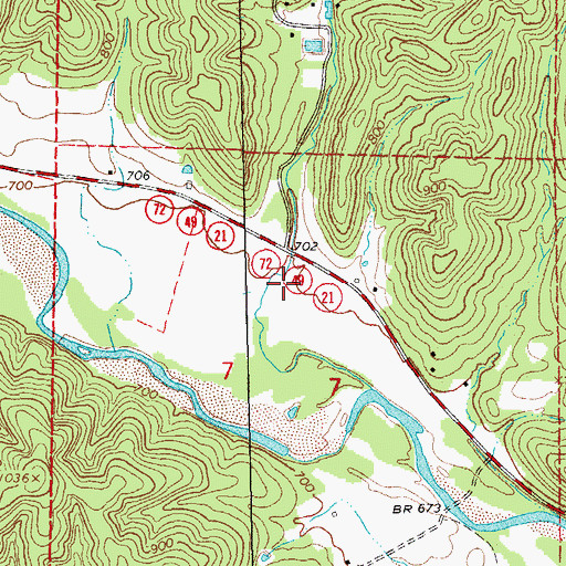 Topographic Map of Adams Hollow, MO