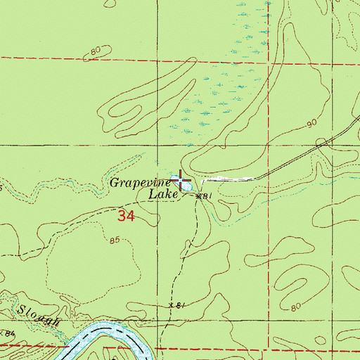 Topographic Map of Grapevine Lake, AR
