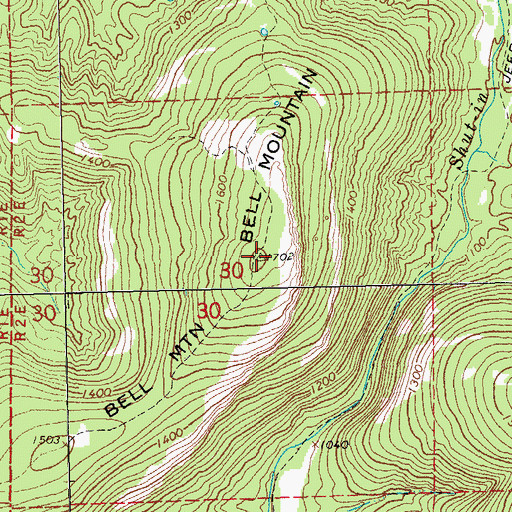 Topographic Map of Bell Mountain, MO