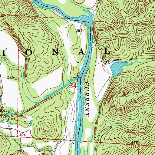 Topographic Map of Big Barren Creek, MO