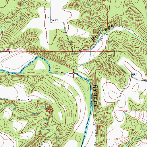 Topographic Map of Bollinger Branch, MO