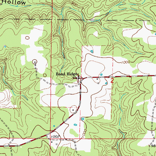 Topographic Map of Bond Ridge Church, MO